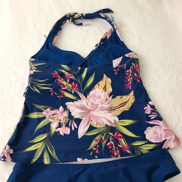 Cupshe Blue Ruffle Tankini Set NWT Tank Top and Bikini Swimsuit  Sz Small - Picture 6 of 16
